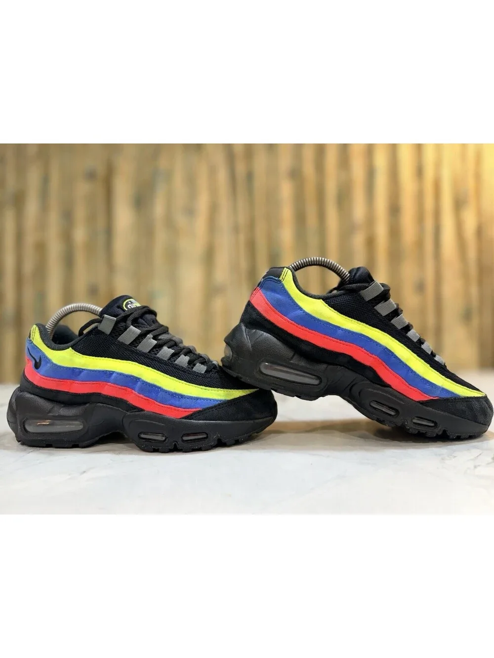Nike Air Max 95 Black Neon Volt Blue Crystal GS 5.5Y Womens 7 DZ5635-001